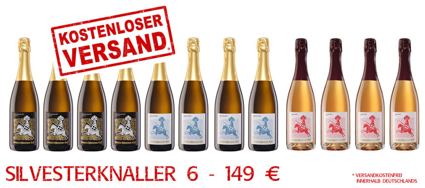 SILVESTERPAKET 6 // 4 FL Weissburgunder Sekt brut + 4 FL Riesling Sekt brut + 4 FL Rosé Sekt brut // versandkostenfrei