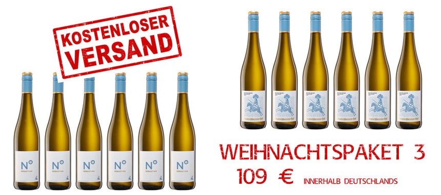 WEIHNACHTSPAKET 3 // 6 FL Sebastian No1 Riesling feinherb + 6 FL Rotschiefer Riesling Kabinett feinherb //versandkostenfrei